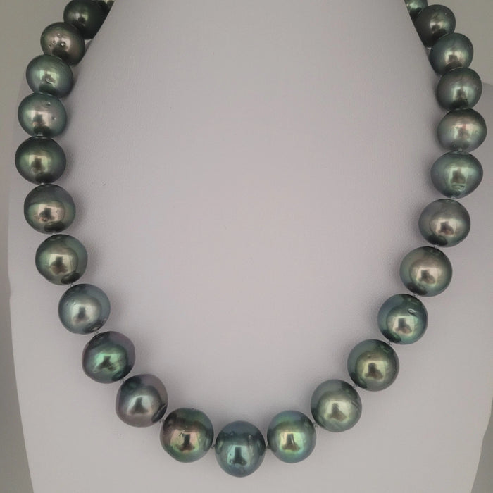 Tahiti Pearls 12-13 mm Very High Luster Light Green Color 18K Gold Clasp | The South Sea Pearl |  The South Sea Pearl