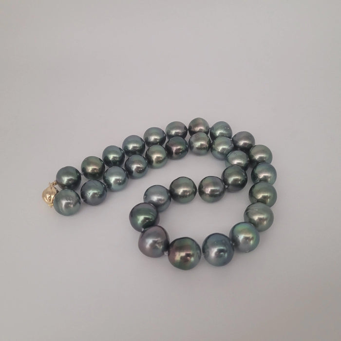 Tahiti Pearls 12-13 mm Very High Luster Light Green Color 18K Gold Clasp | The South Sea Pearl |  The South Sea Pearl