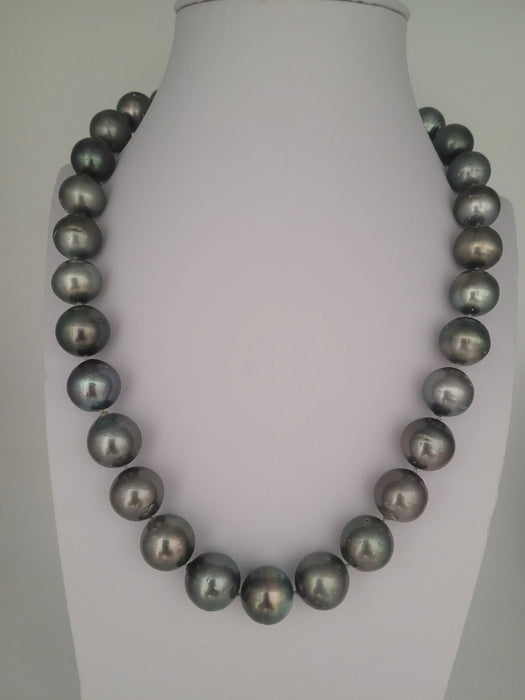Tahiti Pearls 12-14 mm Round Dark Color and High Luster 18K Gold Clasp | The South Sea Pearl |  The South Sea Pearl