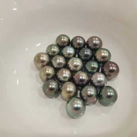 Loose dark Tahitian cultured pearls 13-14mm round (Pinctada margaritifera) — The South Sea Pearl