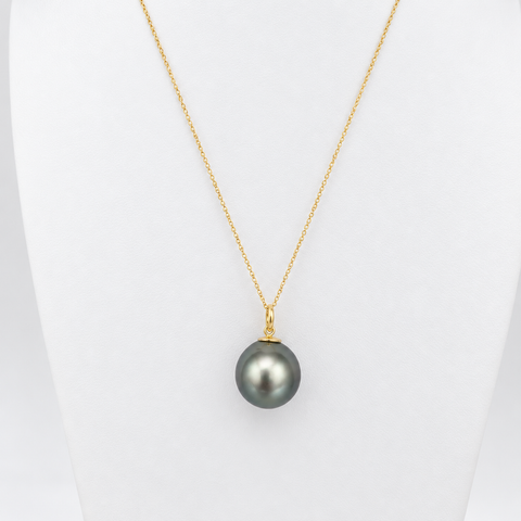 Tahiti Pearl 10 mm Pendant Necklace Yellow Gold