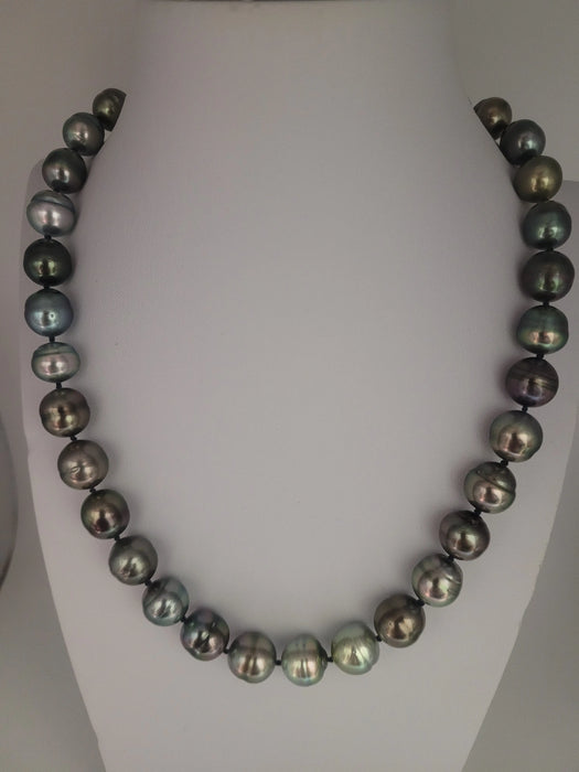 Tahti Pearls Necklace 10-12 mm Dark Natural Multicolor AAA 18K Solid Gold Clasp | The South Sea Pearl |  The South Sea Pearl