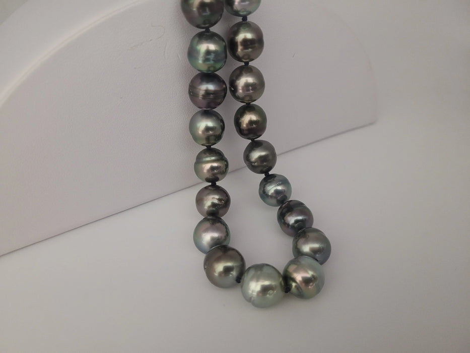 Tahti Pearls Necklace 10-12 mm Dark Natural Multicolor AAA 18K Solid Gold Clasp | The South Sea Pearl |  The South Sea Pearl