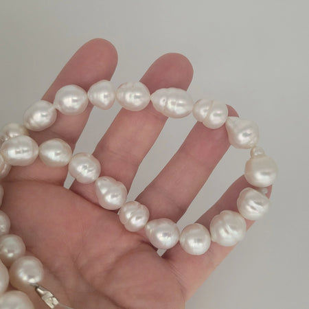 White South Sea Pearls 10-12 mm Baroque Shape Very High Luster | The South Sea Pearl |  The South Sea Pearl