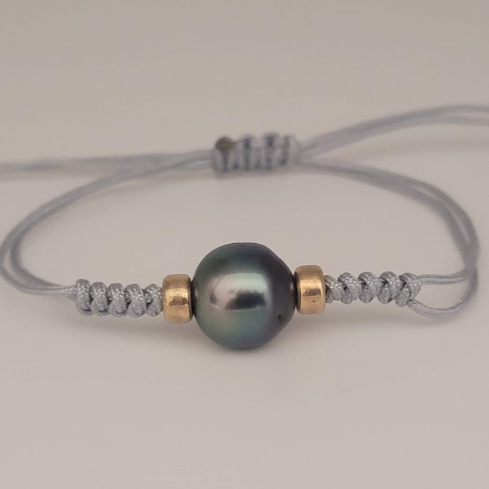 Tahiti Pearl 10 mm & 18K Gold Bracelet hand-made