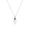 Akoya Cultured Pearl, Diamond, London Blue Topaz 18K Rose Gold necklace - MIMUKA