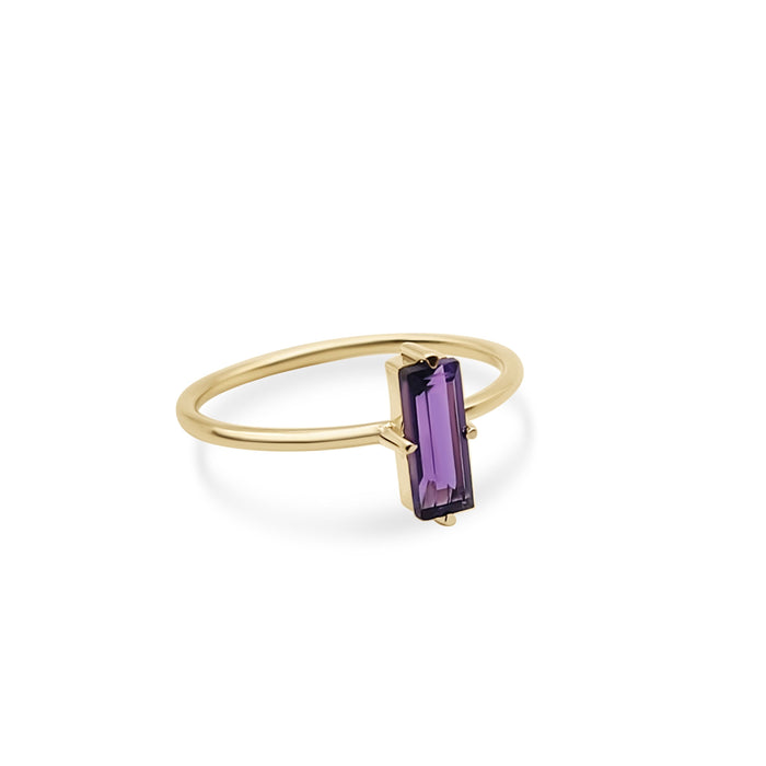 Amethyst Precious Stone 9 x 7 mm Baguette 14K Yellow Gold - MIMUKA