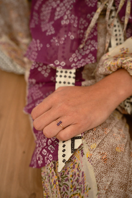 Amethyst Precious Stone Baguette 14K Yellow Gold - MIMUKA