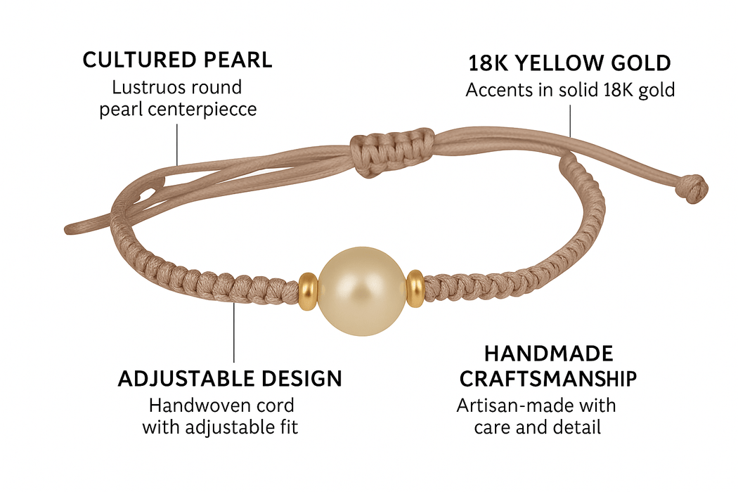 bracelet featuring a luminous cultured pearl and fine 18K yellow - MIMUKA