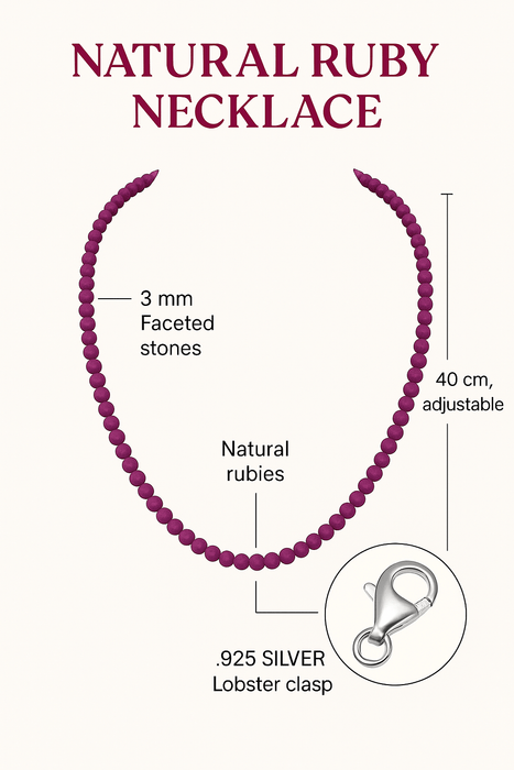 Collar de Piedras Preciosas, Rubí, Zafiro, Esmeralda, Amatista, 45 cm, Cierre Mosquetón, Ajustable - MIMUKA