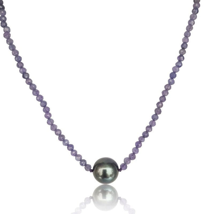 Collar Tanzanita y Perla de Tahiti 11 mm con Cierre Oro 18K - MIMUKA