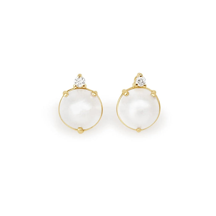 Cultured Pearl and Diamond Earrings 18K Yellow Gold - MIMUKA