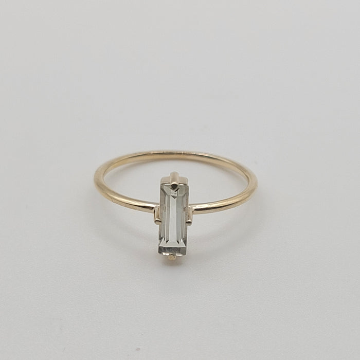 Green Amethyst Baguette Yellow Gold 14K Ring - MIMUKA