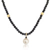 Mimuka Jewels 18K Yellow Gold Sapphire Necklace with Japanese Akoya Cultured Pearl – 42 cm | Handmade Fine Jewelry - MIMUKA