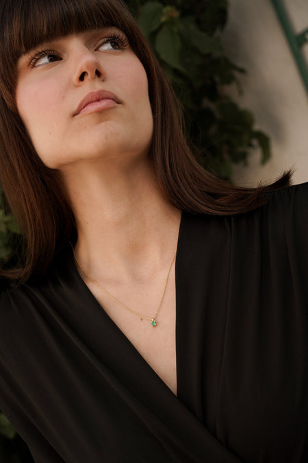 Natural Emerald Necklace 18K Yellow Gold - MIMUKA