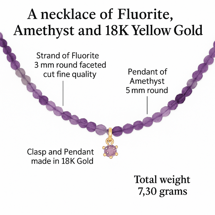 Necklace crafted from natural gemstones and fine 18K yellow gold. - MIMUKA