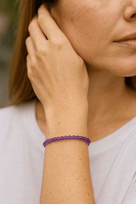 Pulsera de Piedras Preciosas Rubí, Zafiro, Esmeralda y Amatista, 3 mm ,ajustable, Cierre de Mosquetón - MIMUKA