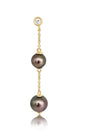 Tahiti Pearl and Diamonds Long Earrings Yellow Gold - MIMUKA