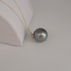 Pendant of Tahiti Pearl 13 mm Round, 18 Karat Solid Gold |  The South Sea Pearl |  The South Sea Pearl