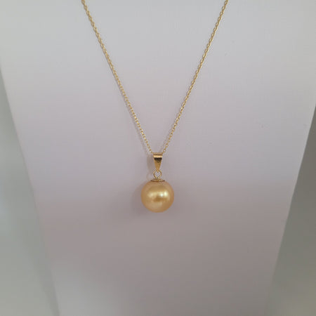 Golden South Sea Pearl Pendant 12 mm Round |  The South Sea Pearl |  The South Sea Pearl