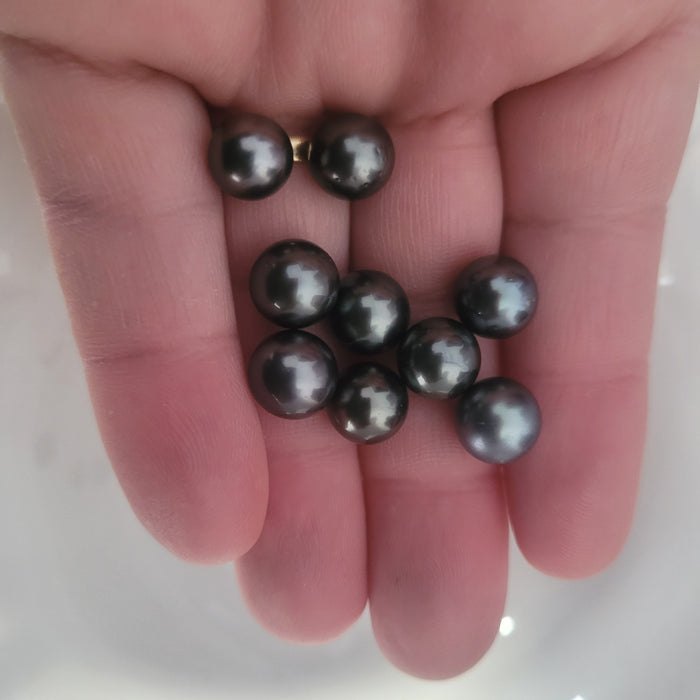 Tahiti Pearls Loose 9 mm Round Dark Color |  The South Sea Pearl |  The South Sea Pearl