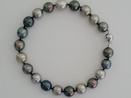 Tahiti Pearls 9-10 mm of Natural Multicolors,  18 karat White Gold Clasp - Only at  The South Sea Pearl