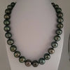 AAA Tahitian Pearl Necklace, Natural Color and High Luster 12-14 mm Round, 18 Karat Solid Gold |  The South Sea Pearl |  The South Sea Pearl