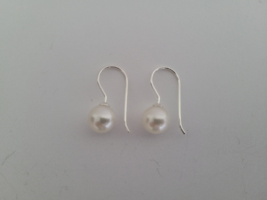 Dangle South Sea Pearl Earrings, of 9 mm & 925 Sterling Silver, French Hook Earrings A -  The South Sea Pearl