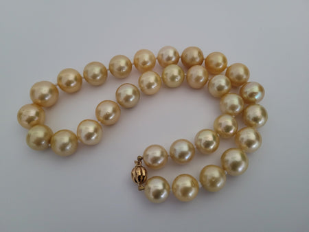 Deep Golden South Sea Pearls 11-13.80 mm Round Shape - Only at  The South Sea Pearl
