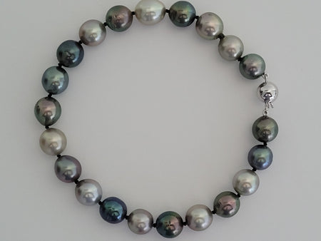 Tahiti Pearls 9-10 mm of Natural Multicolors,  18 karat White Gold Clasp - Only at  The South Sea Pearl